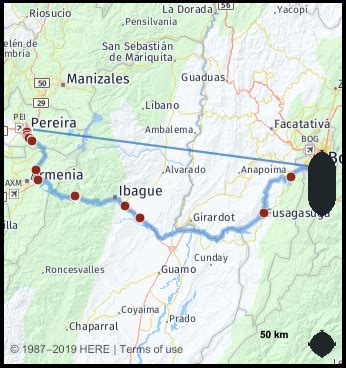 distance from bogota to pereira